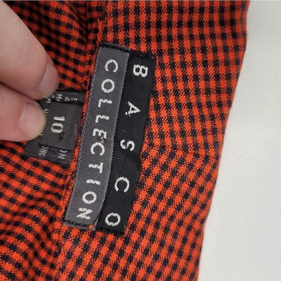 VINTAGE 80s does 50s dress Basco red collared plaid check S - Picture 8 of 11